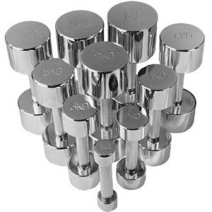 SET MANCUERNAS CROMADAS DE 1-10 KG CON SOPORTE VERTICAL