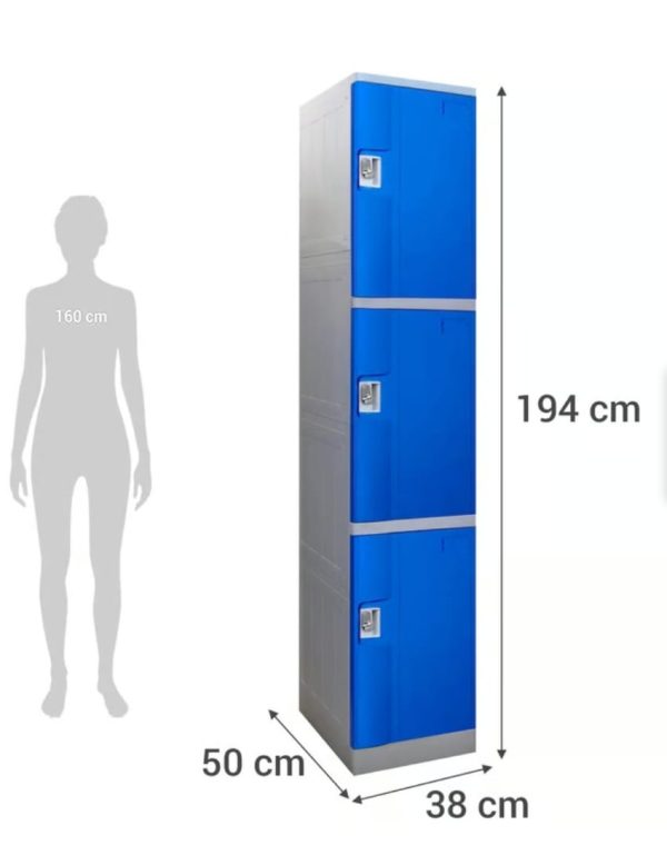 LOCKER PLÁSTICO ABS 3 PUERTAS BLOQUEO CODIFICADO - NEGRO