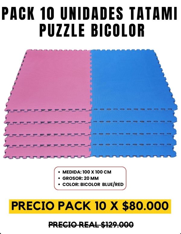 PACK 10 UNIDADES TATAMI PUZZLE BICOLOR