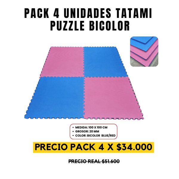 PACK 4 UNIDADES TATAMI PUZZLE BICOLOR
