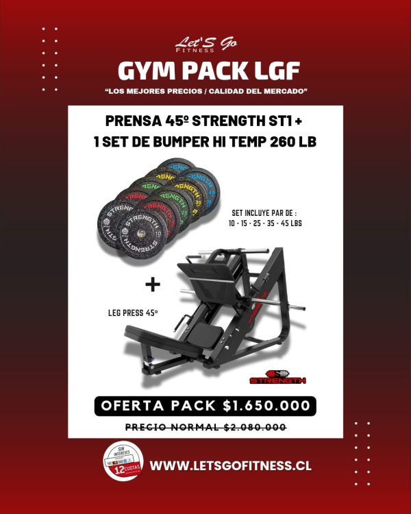 PRENSA 45º Strength st1 +  1 SET DE BUMPER HI TEMP 260 LB
