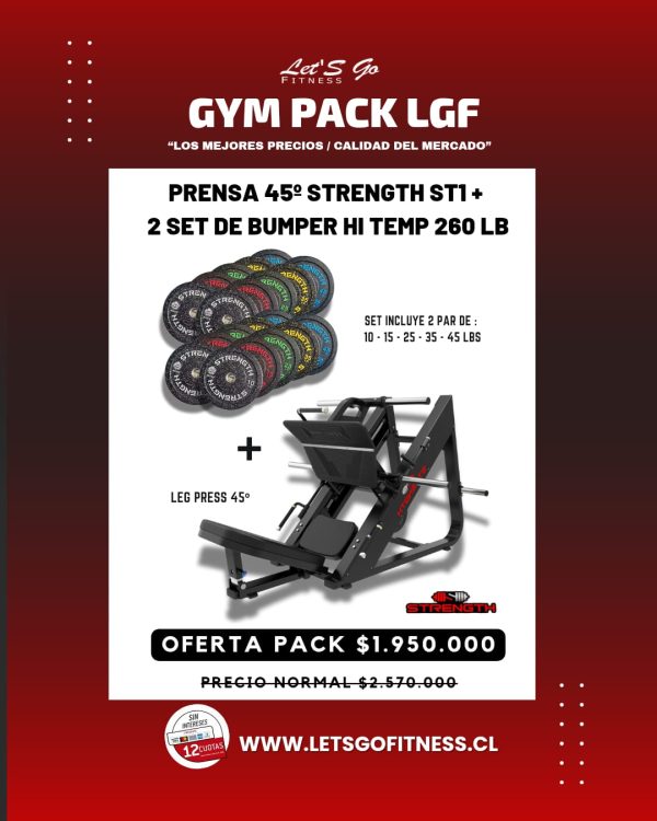 PRENSA 45º Strength st1 +  2 SET DE BUMPER HI TEMP 260 LB