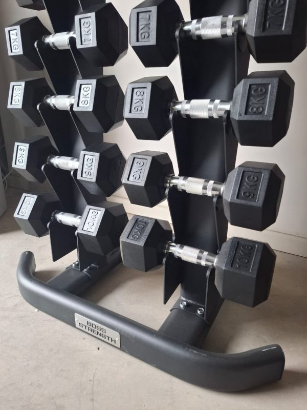 SET MANCUERNAS HEXAGONALES DE 1-10 KG CON SOPORTE VERTICAL BOSS STRENGTH