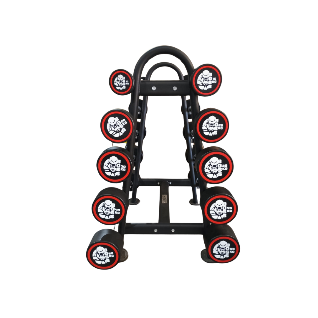 BOSS STRENGTH Set 10 Barras Z Peso Fijo Uretano  + Rack