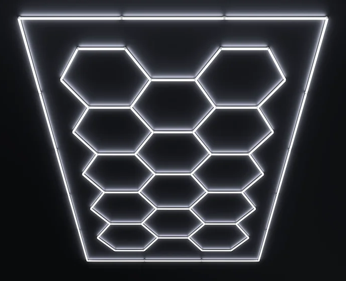 Luz Led Blanca 14 Hexágonos Con Marco