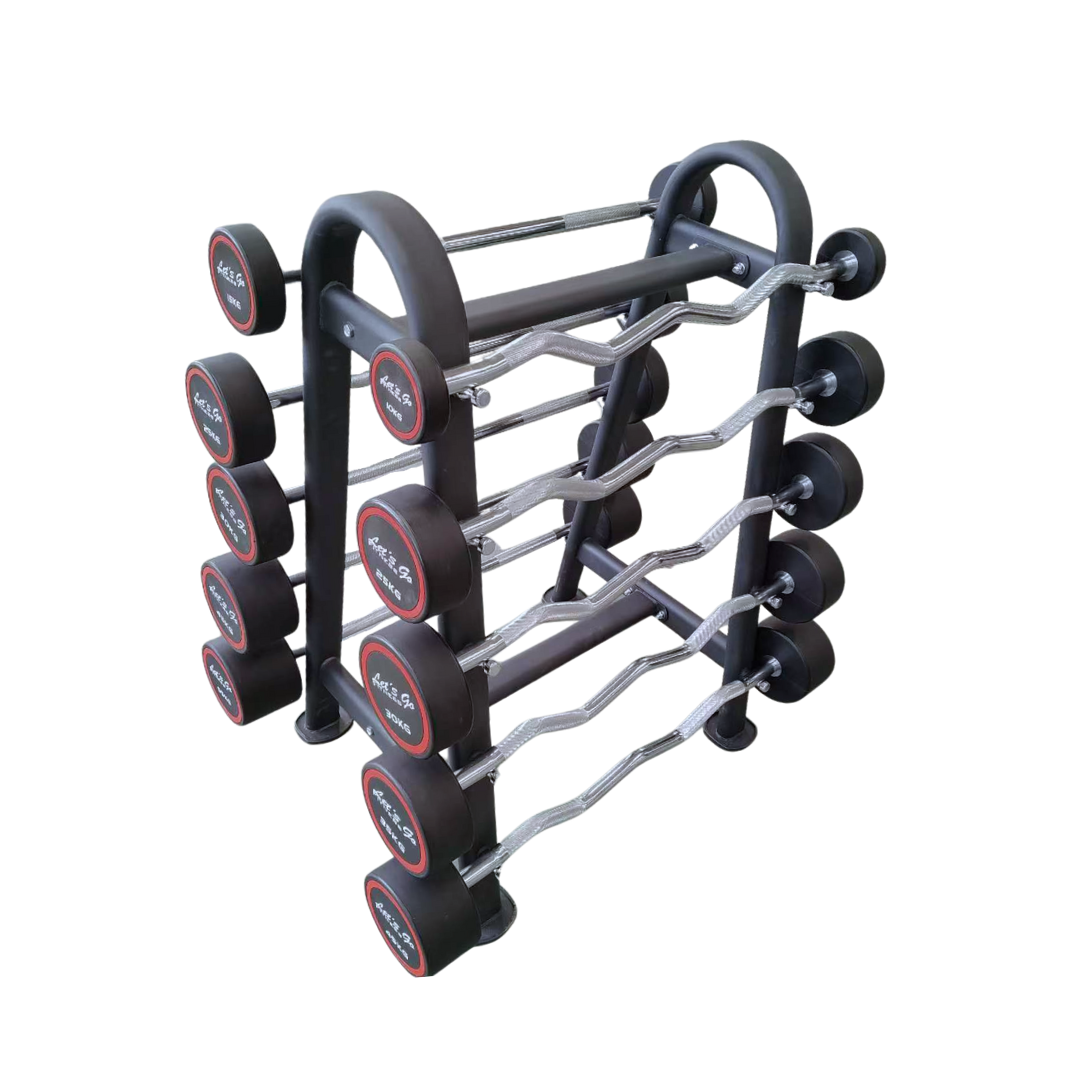 BOSS STRENGTH Set 10 Barras Z Peso Fijo Uretano + Rack