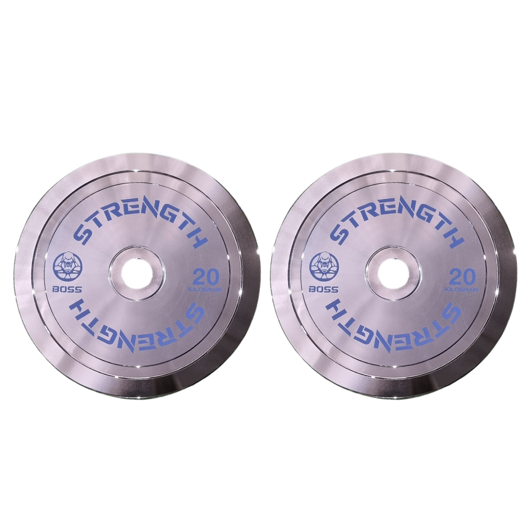 BOSS STRENGTH Par Discos Olimpicos De Acero Cromado Premium - Powerlifting