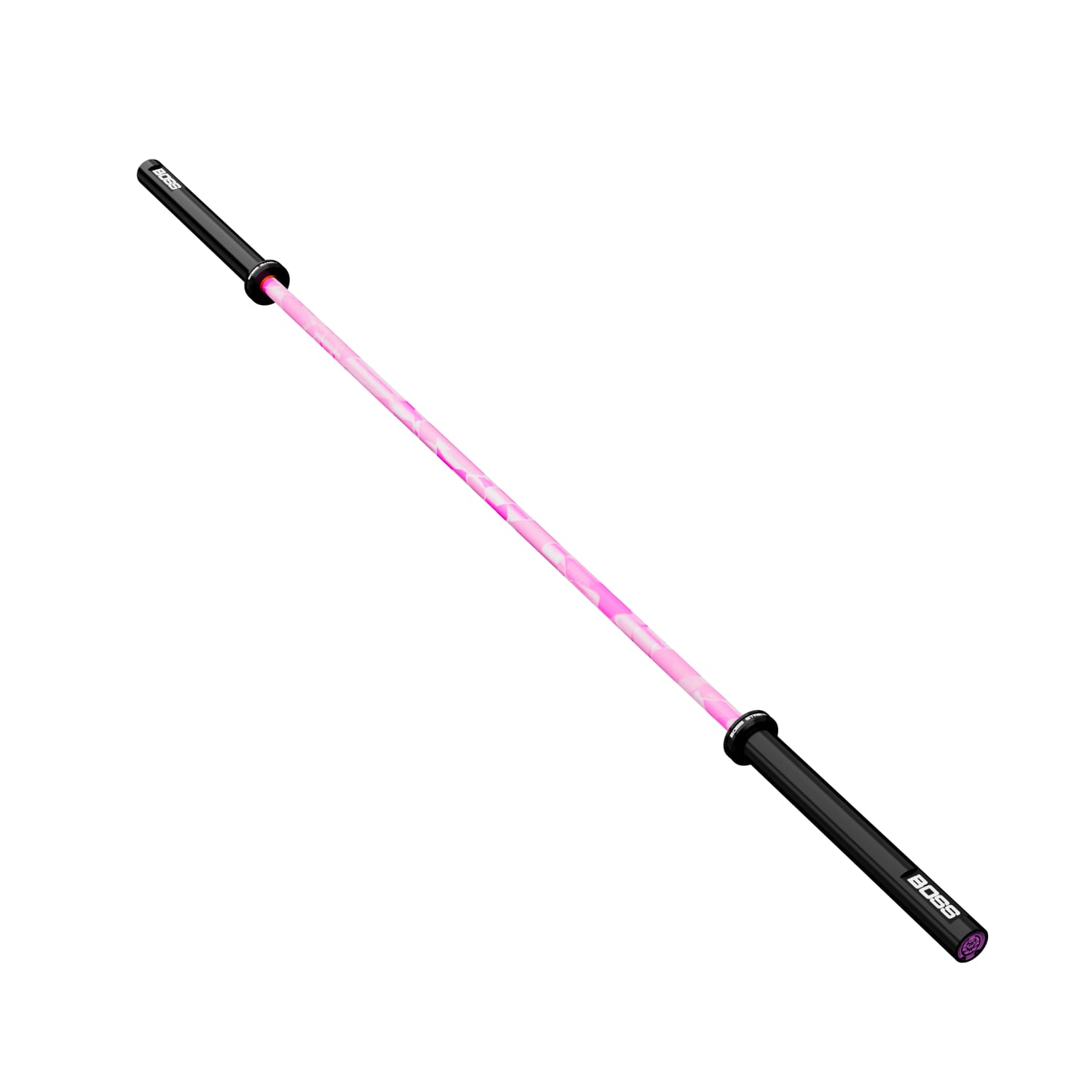 BOSS STRENGTH Barra Olimpica Cerakote Pink Army Camo 1500 Lbs - 8 Rodamientos - Bujes De Bronce