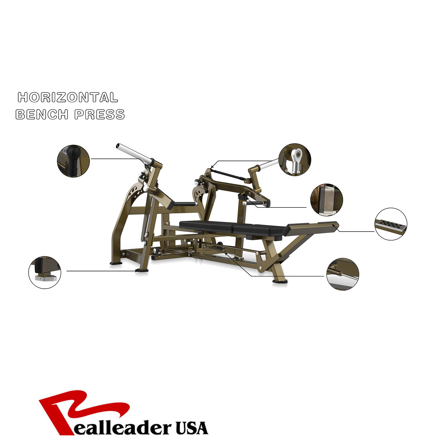 REALLEADER USA Horizontal Bench Press Pro - Imagen 2